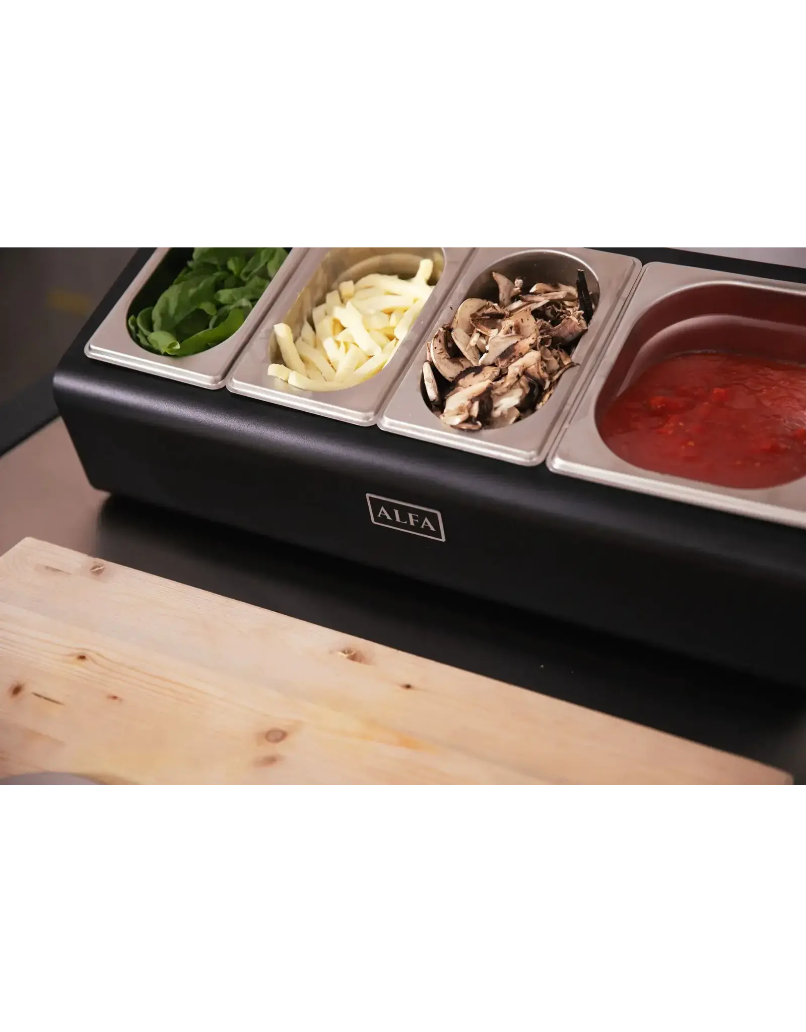 Alfa Pizza Ovens Alfa Topping Station 4 Trays With Lids - AC-PIG-4