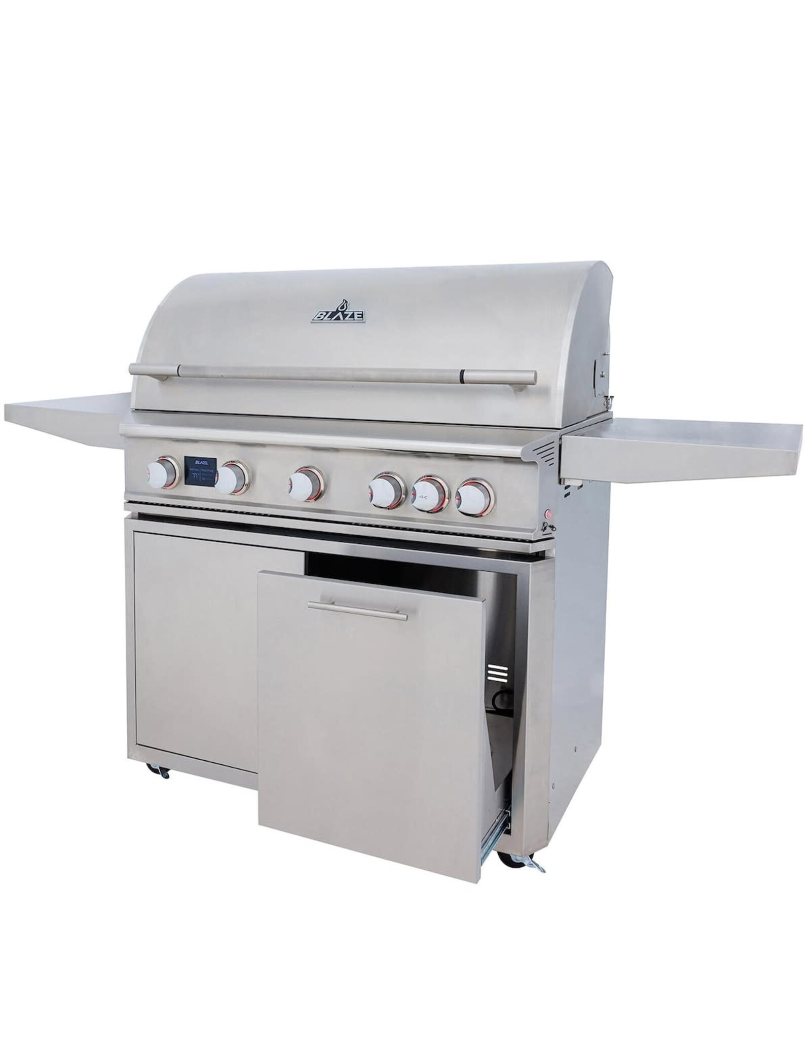 Blaze Outdoor Products Blaze Freestanding LTE PRO 40-Inch 5-Burner Natural Gas Grill w/ Digital Temperature Screen & Rear Infrared Burner - BLZ-5LTEPRO-NG + BLZ-5LTEPRO-CART-LTSC