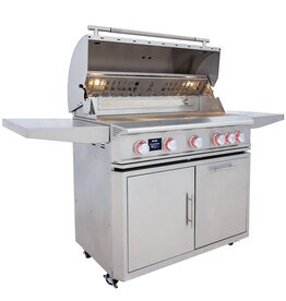 Blaze Outdoor Products Blaze Freestanding LTE PRO 40-Inch 5-Burner Natural Gas Grill w/ Digital Temperature Screen & Rear Infrared Burner - BLZ-5LTEPRO-NG + BLZ-5LTEPRO-CART-LTSC