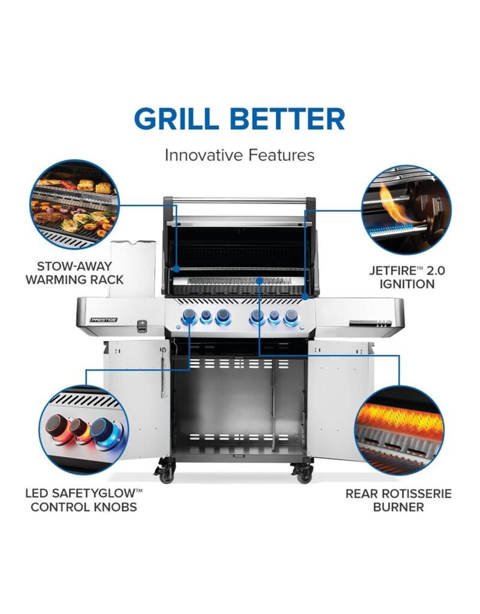 Napoleon Napoleon Prestige 500 Propane Gas Grill with Infrared Side and Rear Burner, Stainless Steel - P500VRSIBPSS