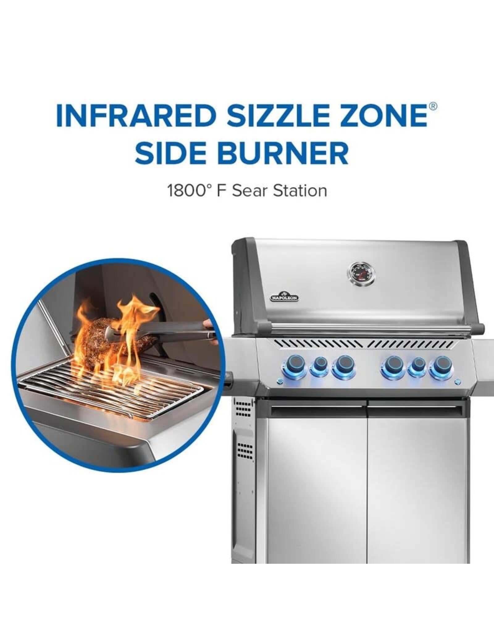 Napoleon Napoleon Prestige 500 Propane Gas Grill with Infrared Side and Rear Burner, Stainless Steel - P500VRSIBPSS