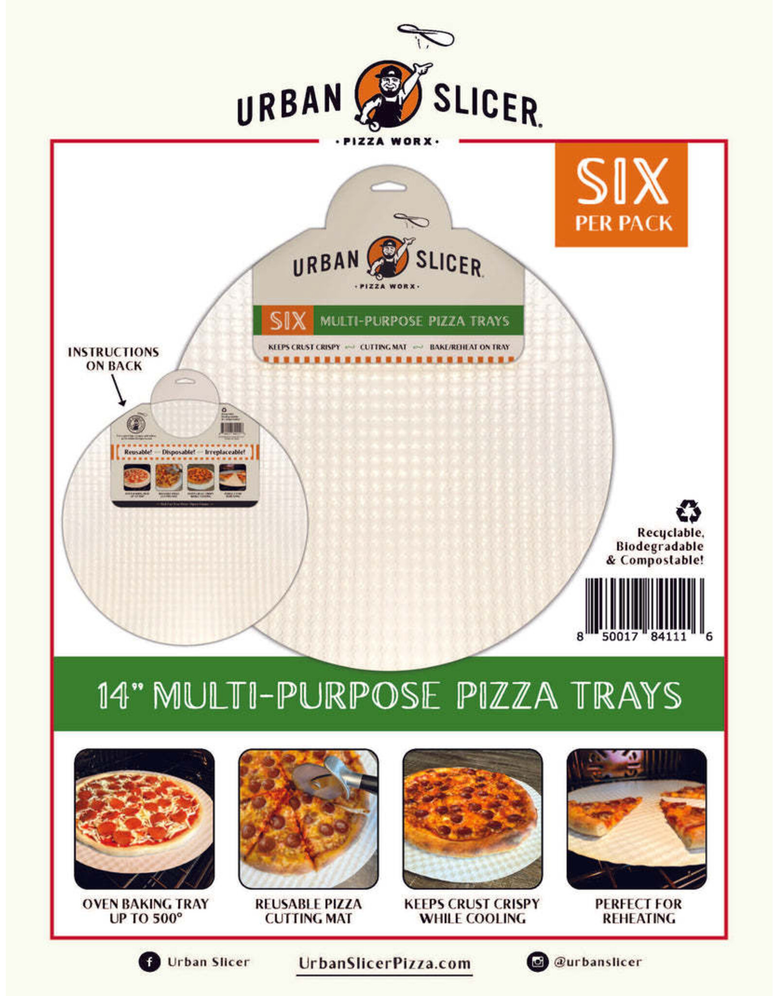 Urban Slicer Pizza Worx Urban Slicer Pizza Worx 14" Multi-Use Pizza Tray 6-Pack - 84106