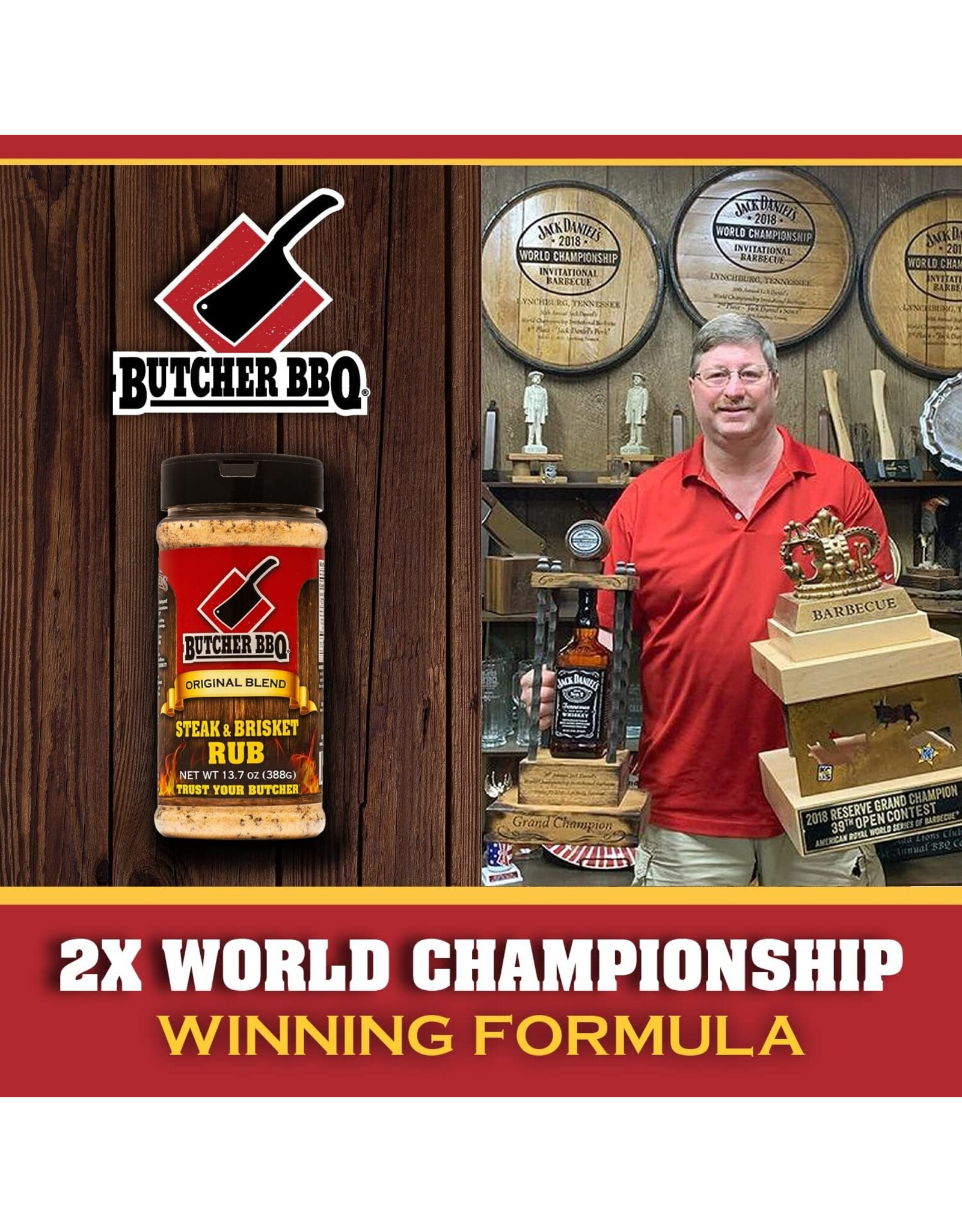 Butcher's BBQ Butcher BBQ Steak and Brisket Rub Barbecue Seasoning 14 Oz - 35845