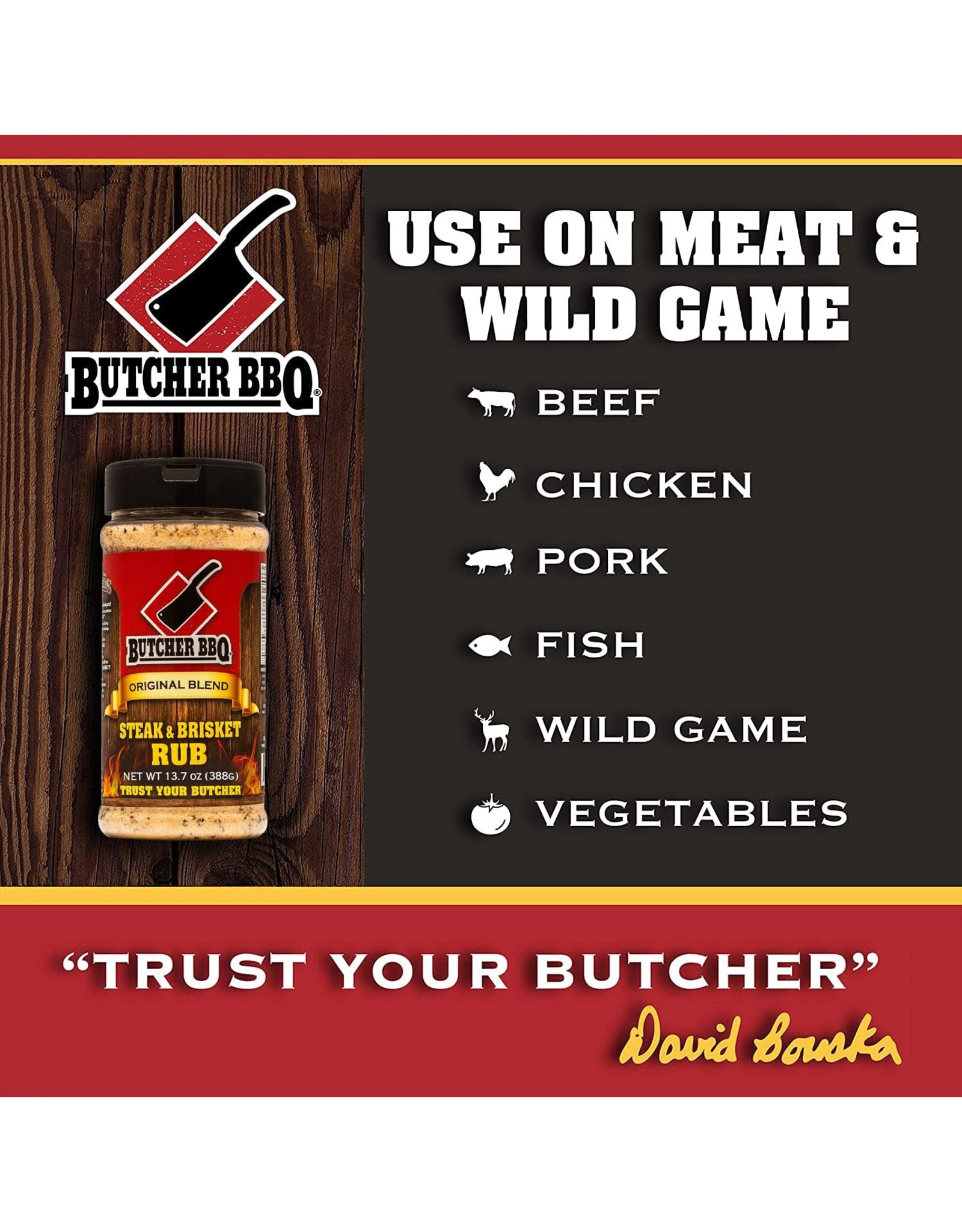 Butcher's BBQ Butcher BBQ Steak and Brisket Rub Barbecue Seasoning 14 Oz - 35845