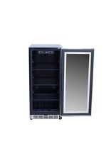 TrueFlame TrueFlame 15" Outdoor Rated Refrigerator with Glass Door and Stainless Steel Handle - AMD-RFR-15G