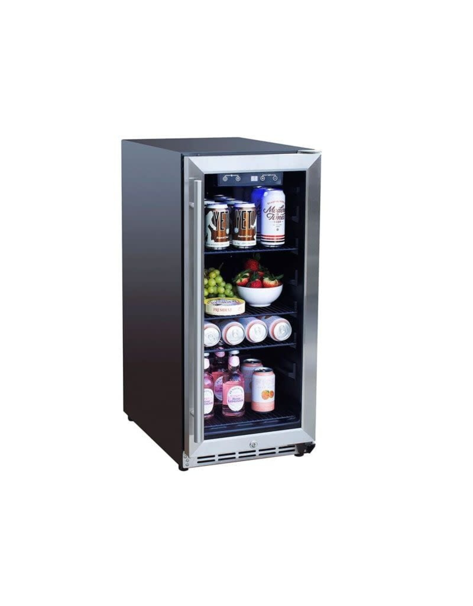 TrueFlame TrueFlame 15" Outdoor Rated Refrigerator with Glass Door and Stainless Steel Handle - AMD-RFR-15G
