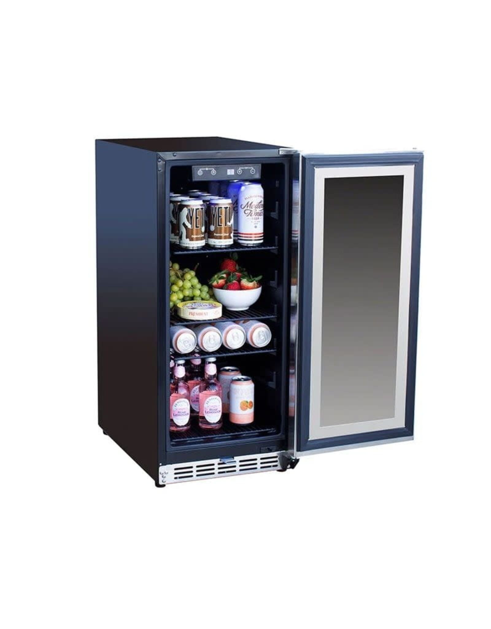 TrueFlame TrueFlame 15" Outdoor Rated Refrigerator with Glass Door and Stainless Steel Handle - AMD-RFR-15G