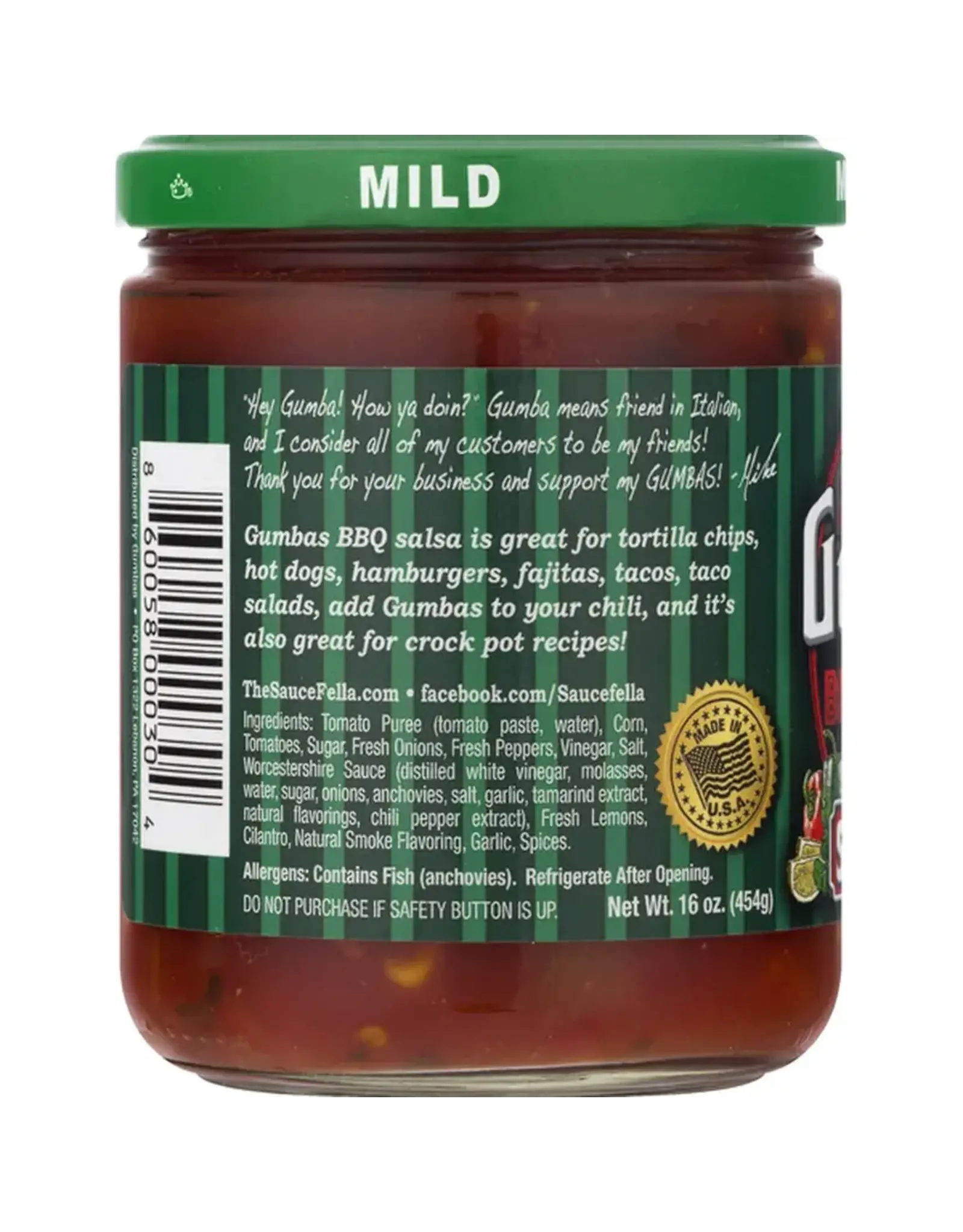The Gumbas Company Gumbas Gourmet Mild BBQ Salsa 16 Oz - 00304