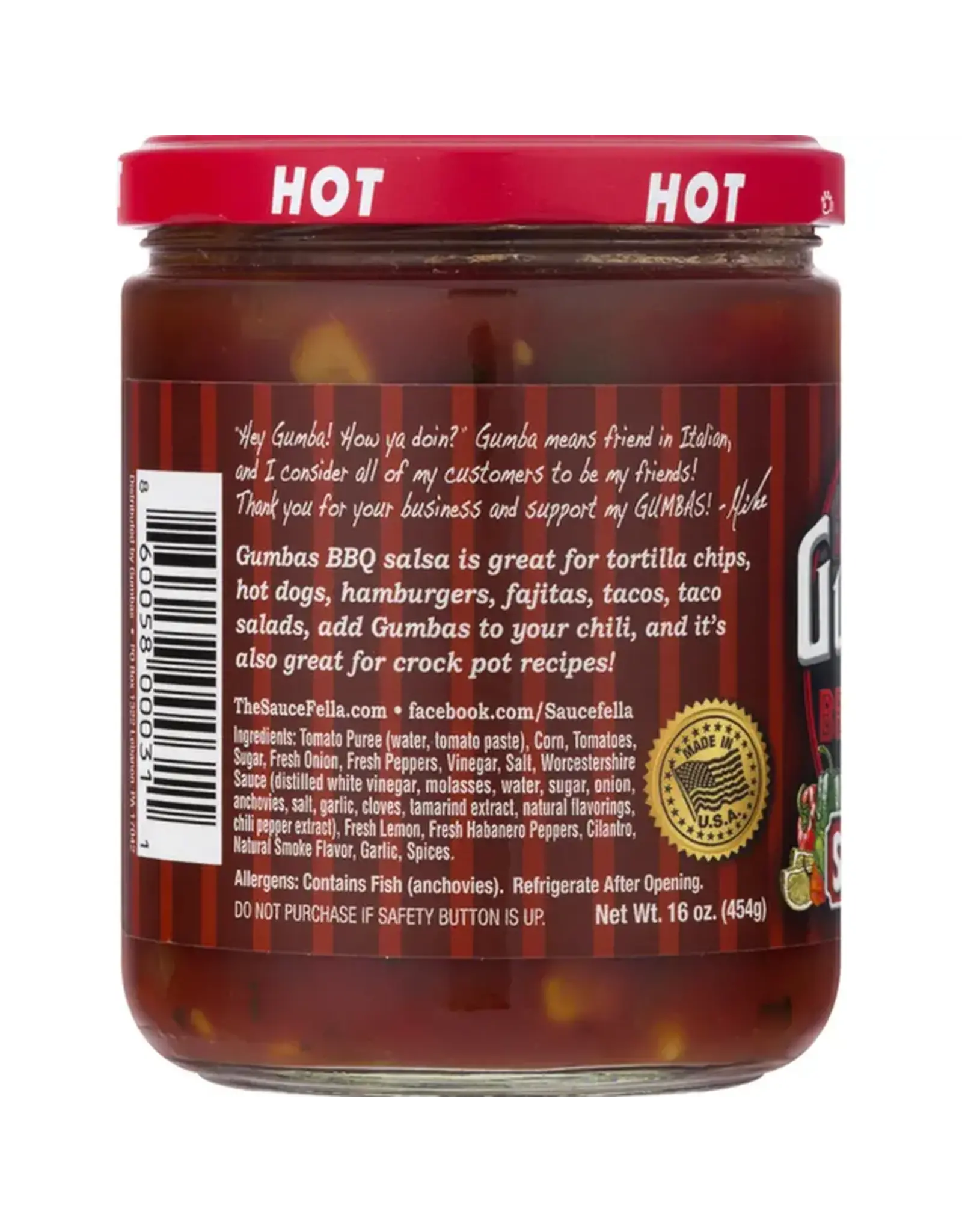 The Gumbas Company Gumbas Gourmet Hot BBQ Salsa 16 Oz - 00311