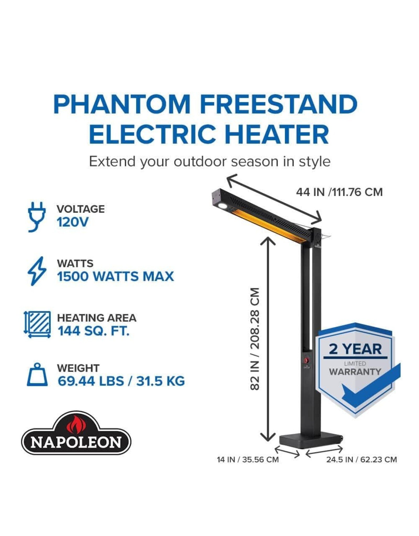 Napoleon Napoleon Freestand Electric Outdoor Heater 80in - NEOFV80IH