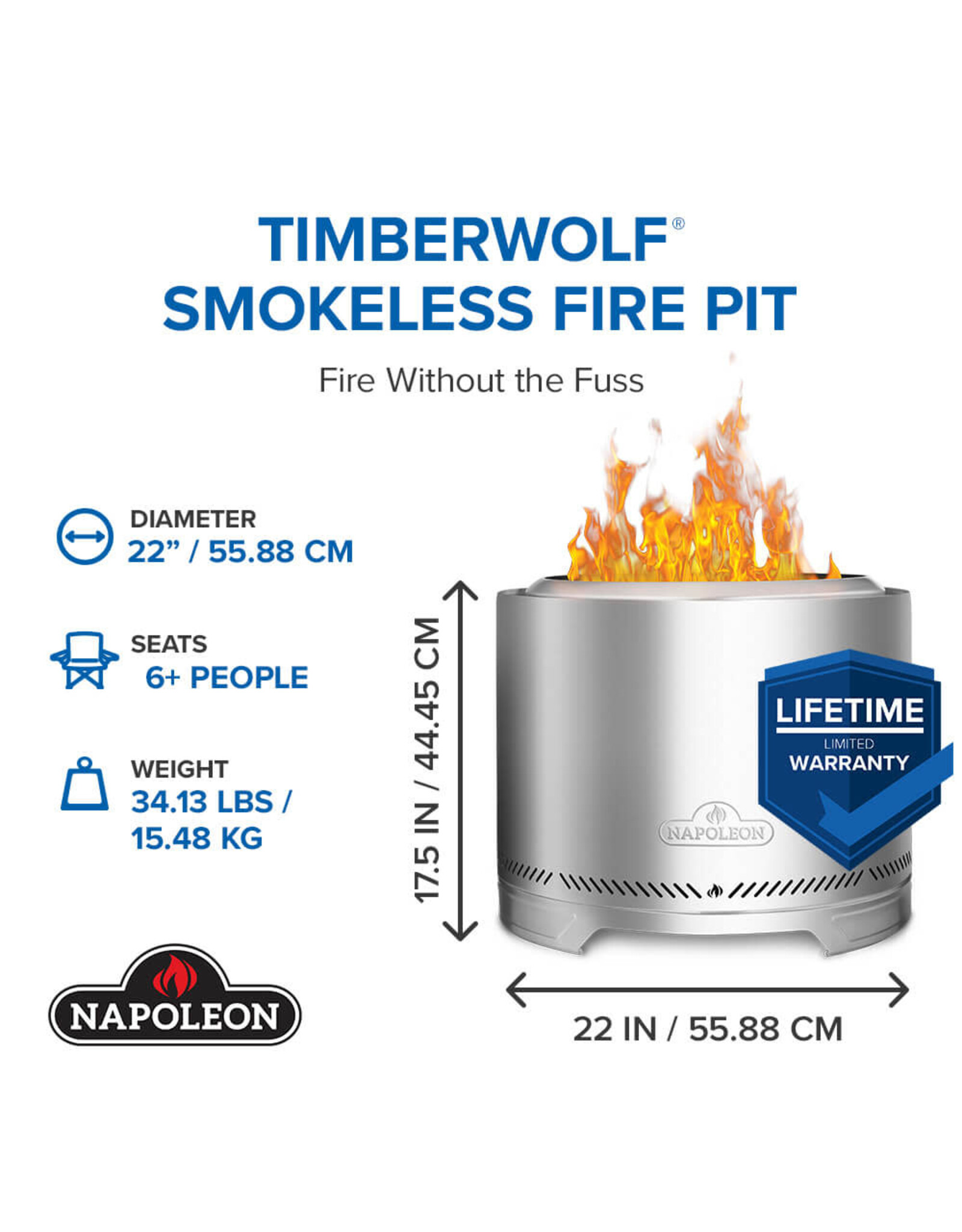 Napoleon Napoleon Napoleon Large Timberwolf SS Wood Fire Pit - July - NWFPLTI-SS