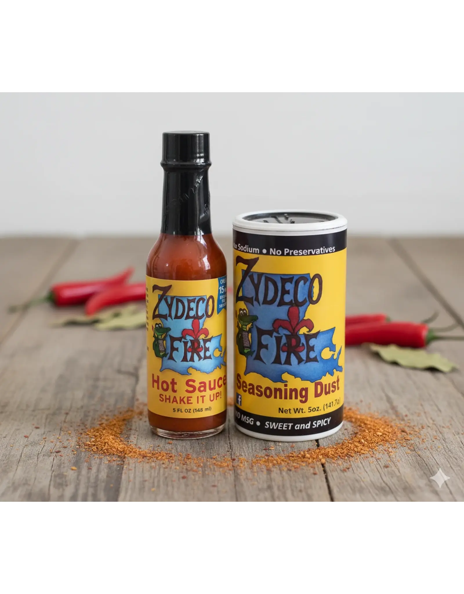 Zydeco Fire Zydeco Fire Cajun Seasoning Dust, 5 Ounce Canister (No MSG, Very Low Sodium Blend) - 017099