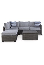 Ashley Furniture Ashley Furniture by Signature Design - Petal Road 4Pc Outdoor Loveseat Sectional/Ottoman/Table in Gray - P297-070