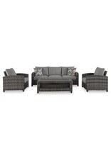 Ashley Furniture Ashley Furniture by Signature Design - Oasis Outdoor Sofa/Chairs/Table (Set of 4) in Gray - P335-081