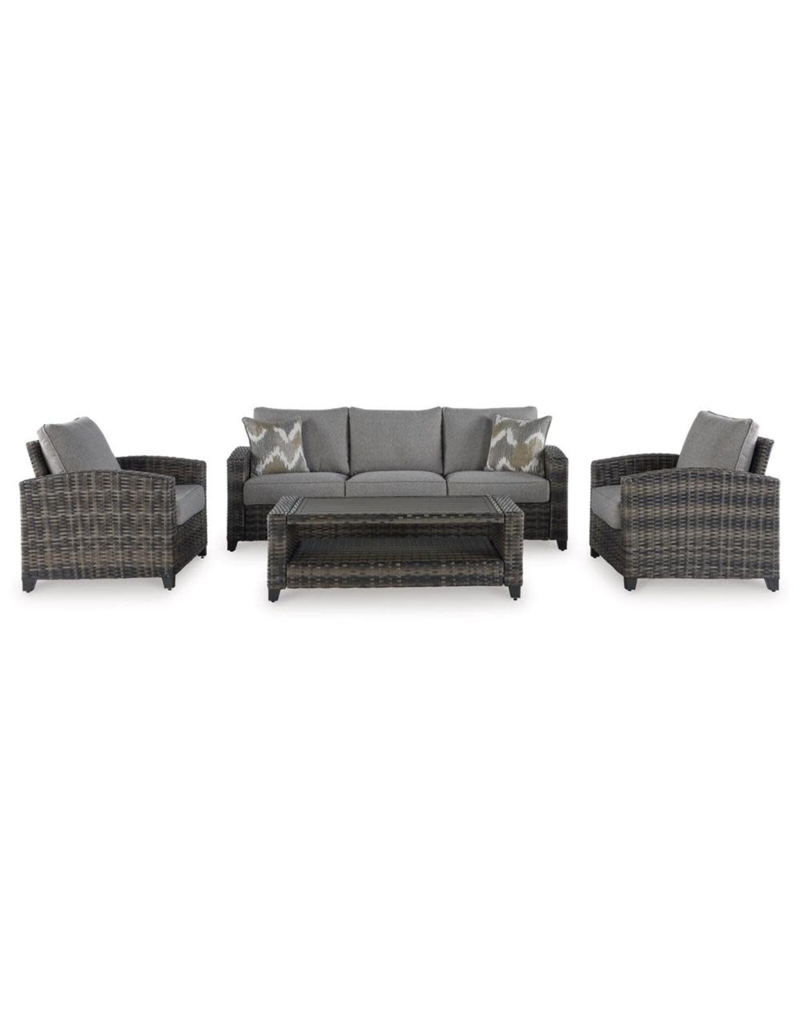 Ashley Furniture Ashley Furniture by Signature Design - Oasis Outdoor Sofa/Chairs/Table (Set of 4) in Gray - P335-081