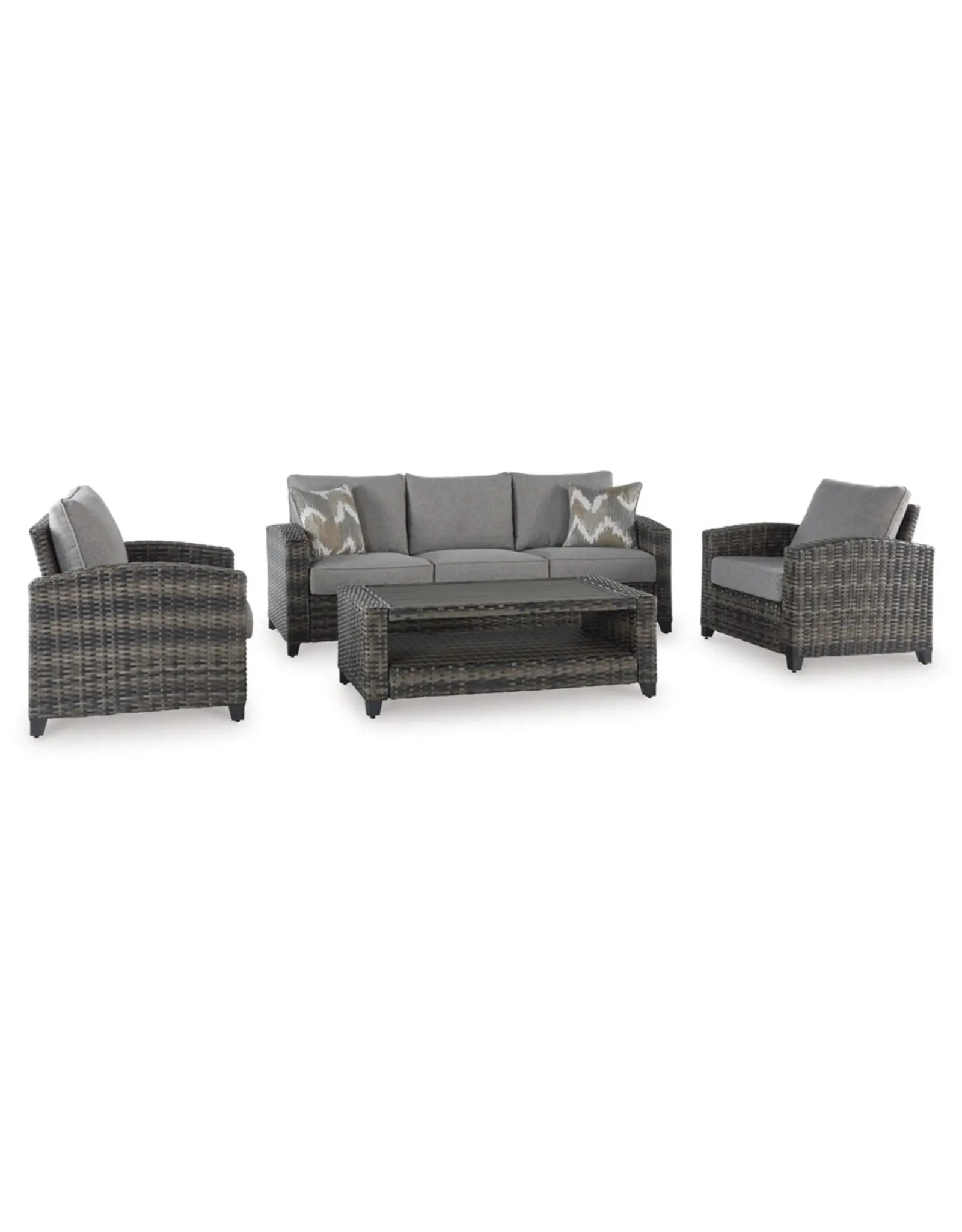 Ashley Furniture Ashley Furniture by Signature Design - Oasis Outdoor Sofa/Chairs/Table (Set of 4) in Gray - P335-081