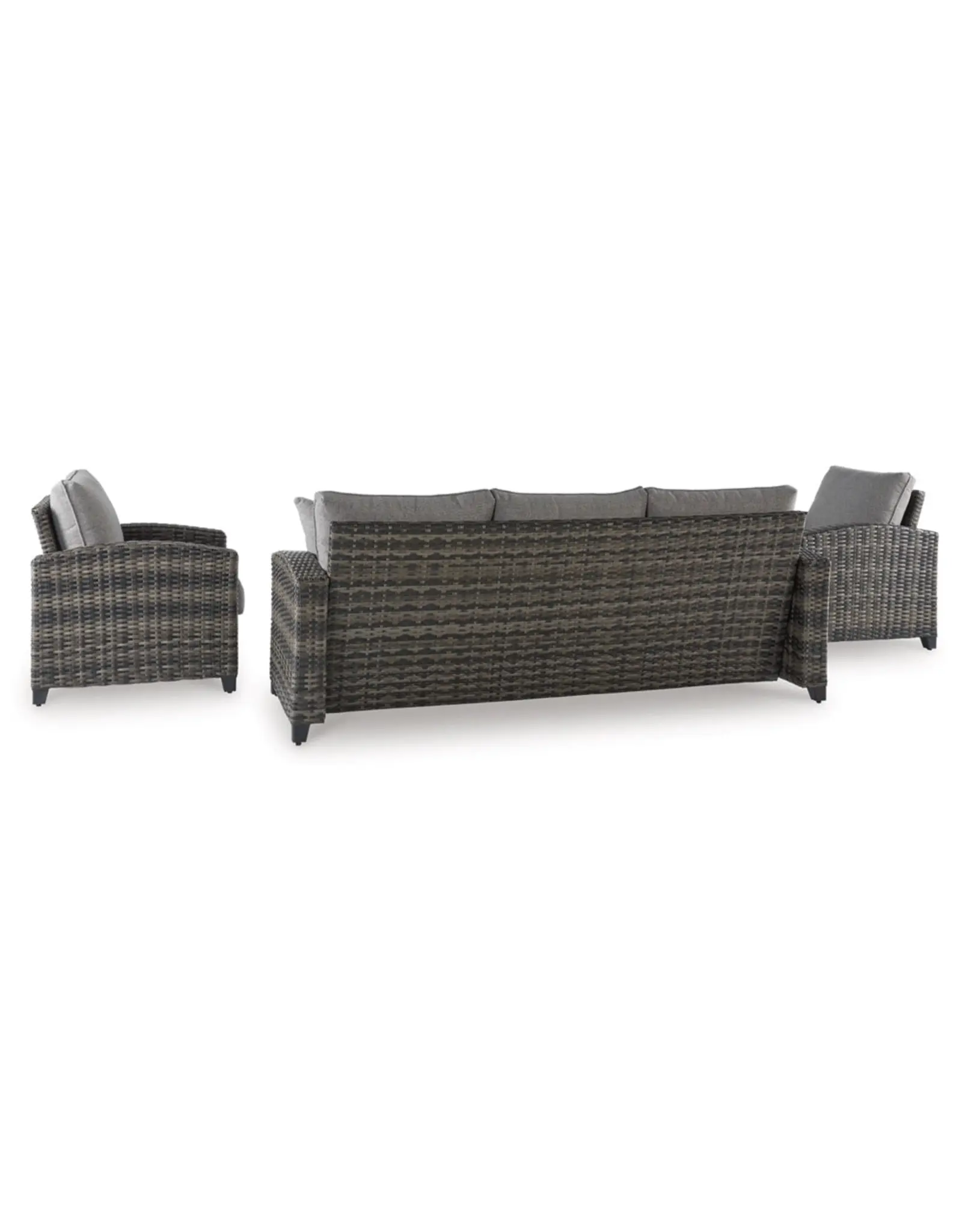Ashley Furniture Signature Design by Ashley - Oasis Outdoor Sofa/Chairs/Table (Set of 4) in Gray - P335-081