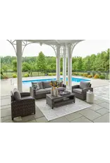 Ashley Furniture Signature Design by Ashley - Oasis Outdoor Sofa/Chairs/Table (Set of 4) in Gray - P335-081