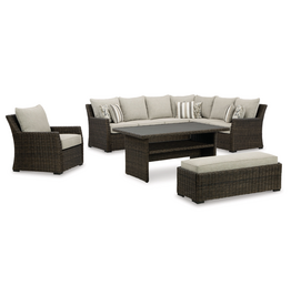 Ashley Furniture Ashley Furniture Brook Ranch Outdoor Sectional Set with Lounge Chair and Coffee Table - P465-822-5P
