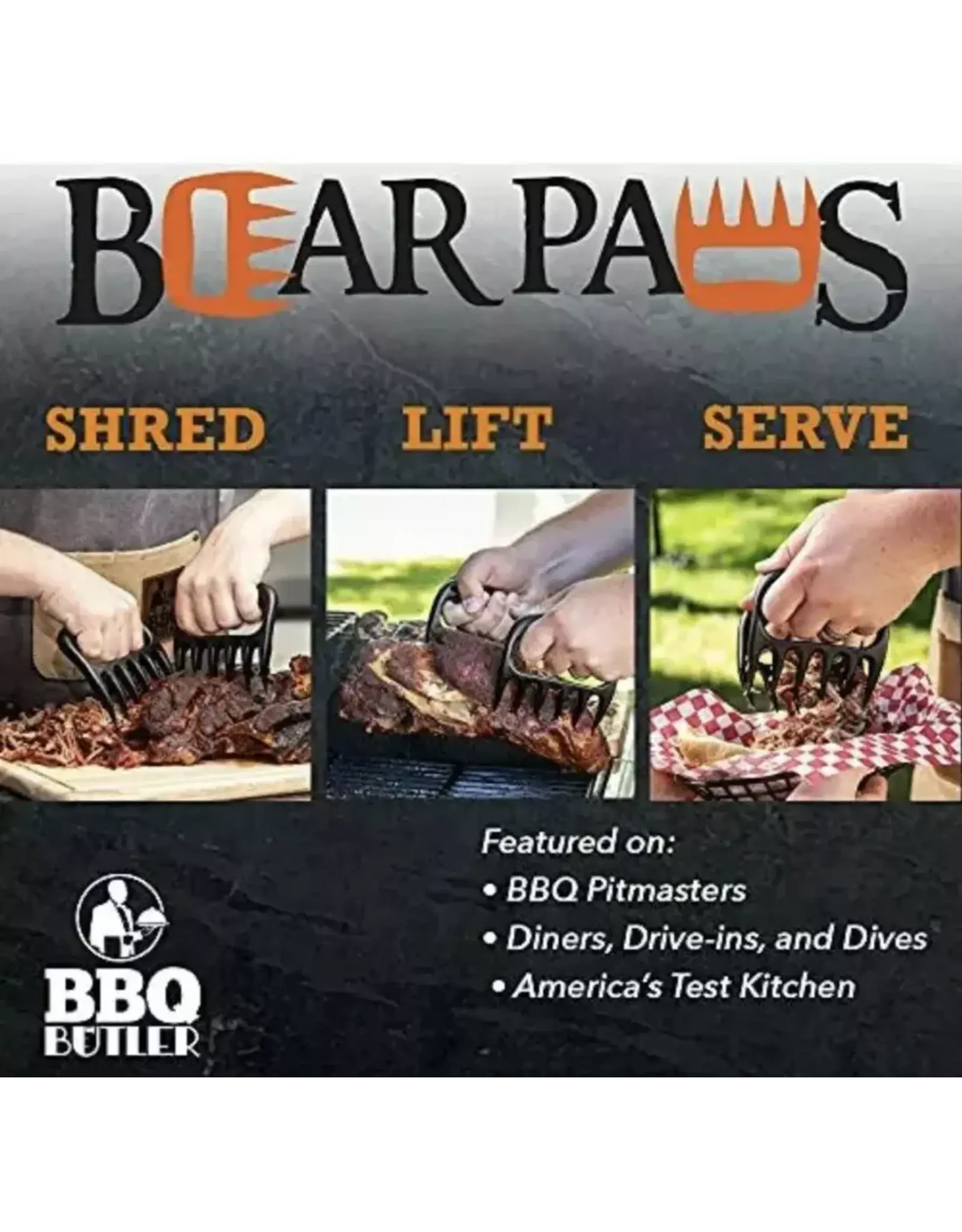 Bear Paw Products The Original Bear Paws Meat Shredders - Black - BP01