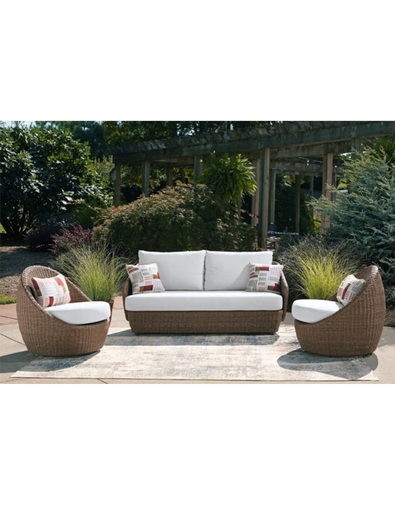 Ashley Furniture Ashley Furniture Cardiff Beach 4-Piece Outdoor Conversation Set with Coffee Table