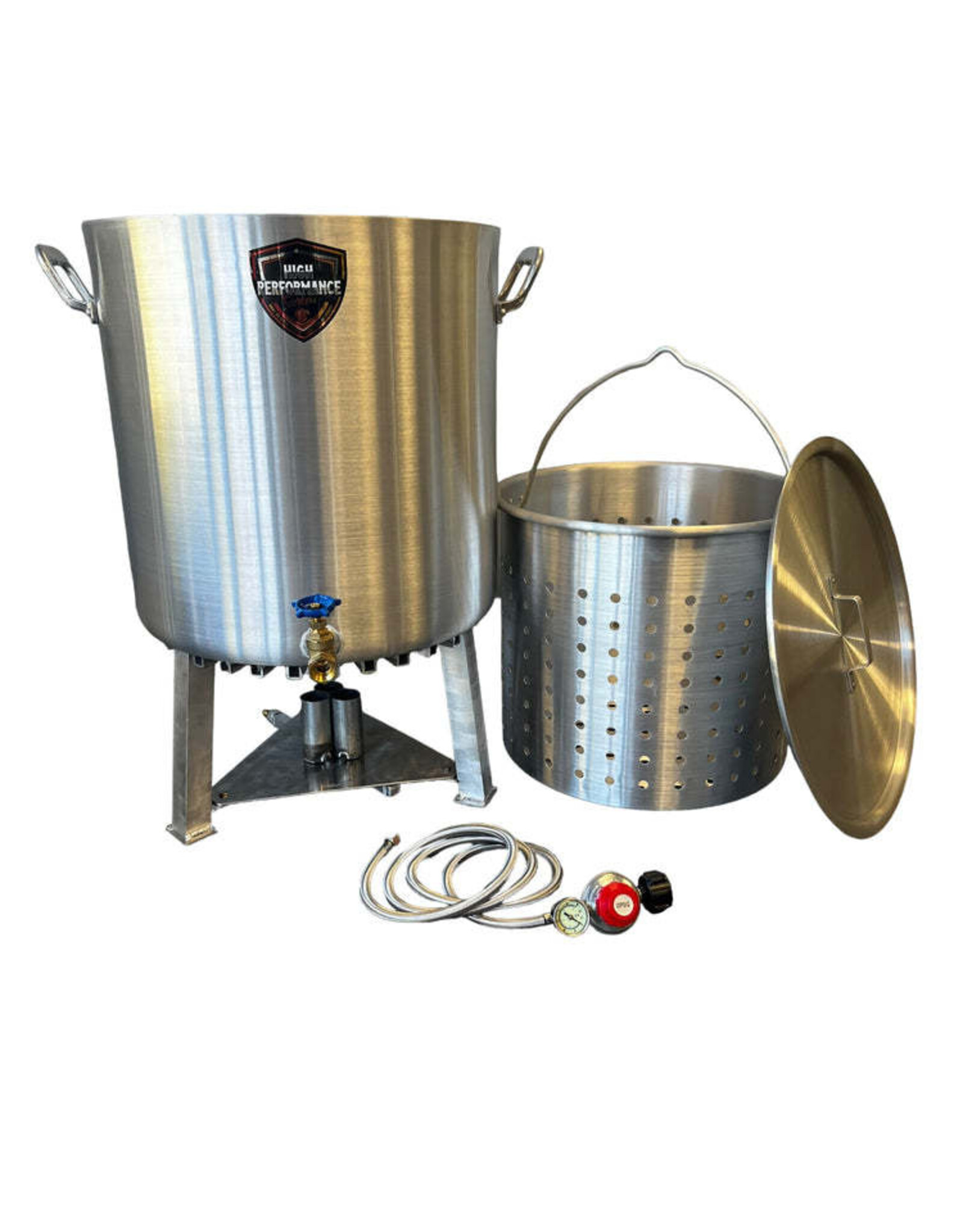 High Performance Cookers High Performance Cookers 100 QT Performance Seafood Pot - 1" Gate Valve - PW100-BTJ-VLV100