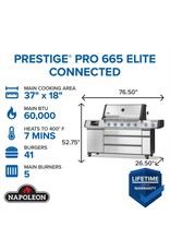 Napoleon Napoleon Prestige PRO 665 Elite 5-Burner Natural Gas Grill w/ Smart Technology & Electric Smoker Box - PRO665VXRSIBNSS