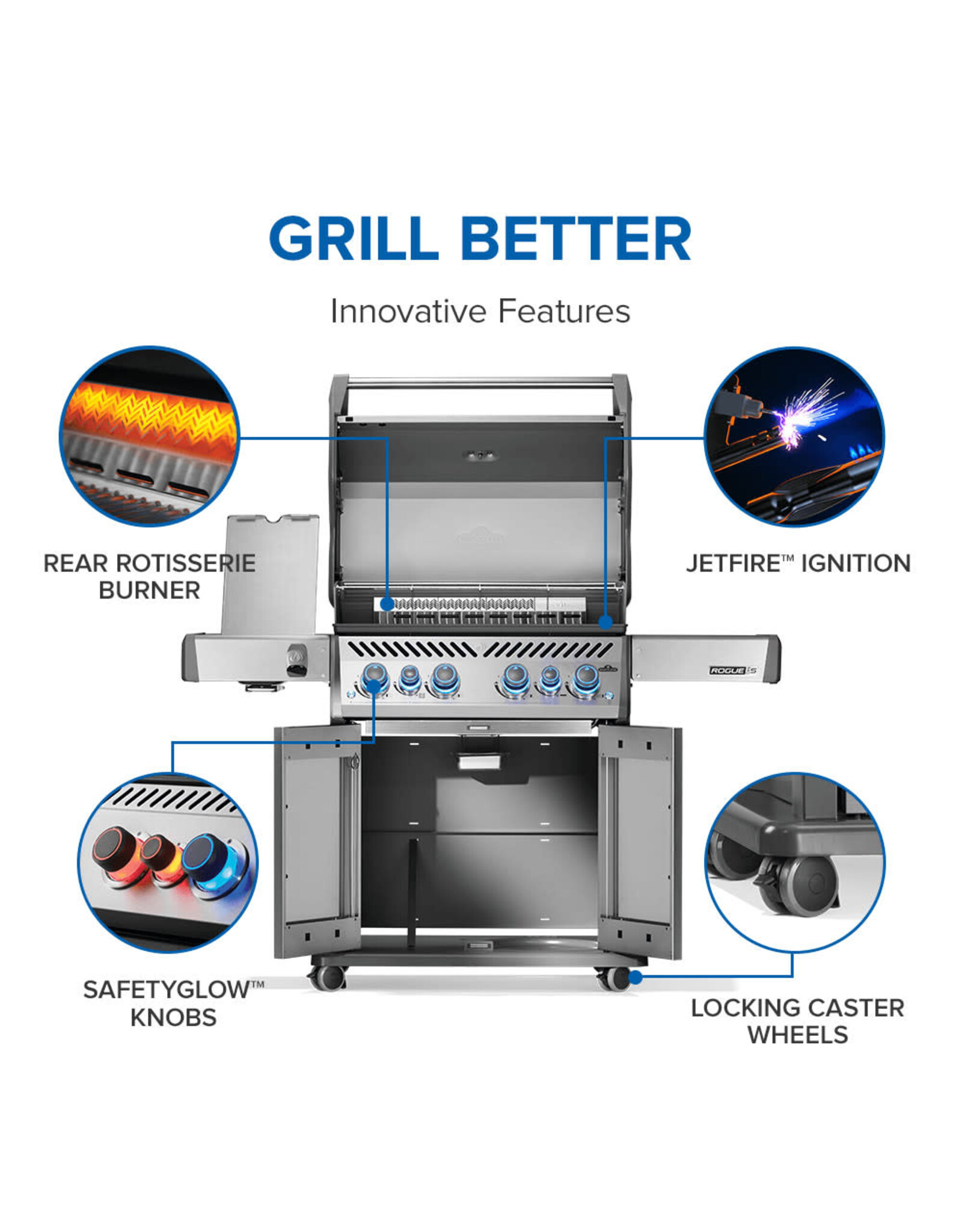 Napoleon Rogue® PRO-S 525 Grill with Infrared Side and Rear Burners, Stainless Steel Natural Gas