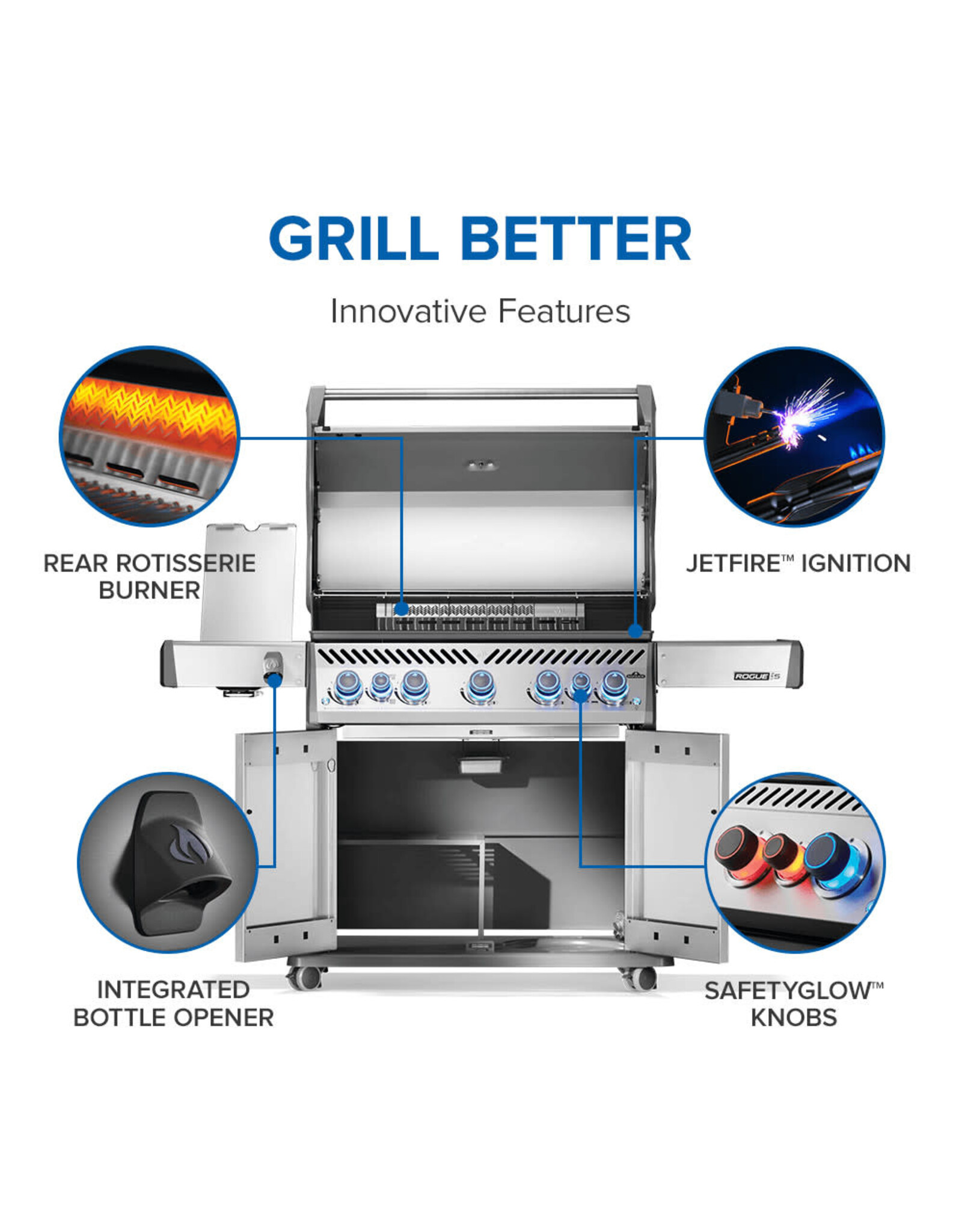 Napoleon Napoleon Rogue PRO-S 625 Propane Gas Grill with Infrared Side and Rear Burners, Stainless Steel - RPS625RSIBPSS-2