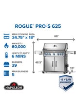 Napoleon Rogue® PRO-S 625 Gas Grill with Infrared Side and Rear Burners, Stainless Steel Propane