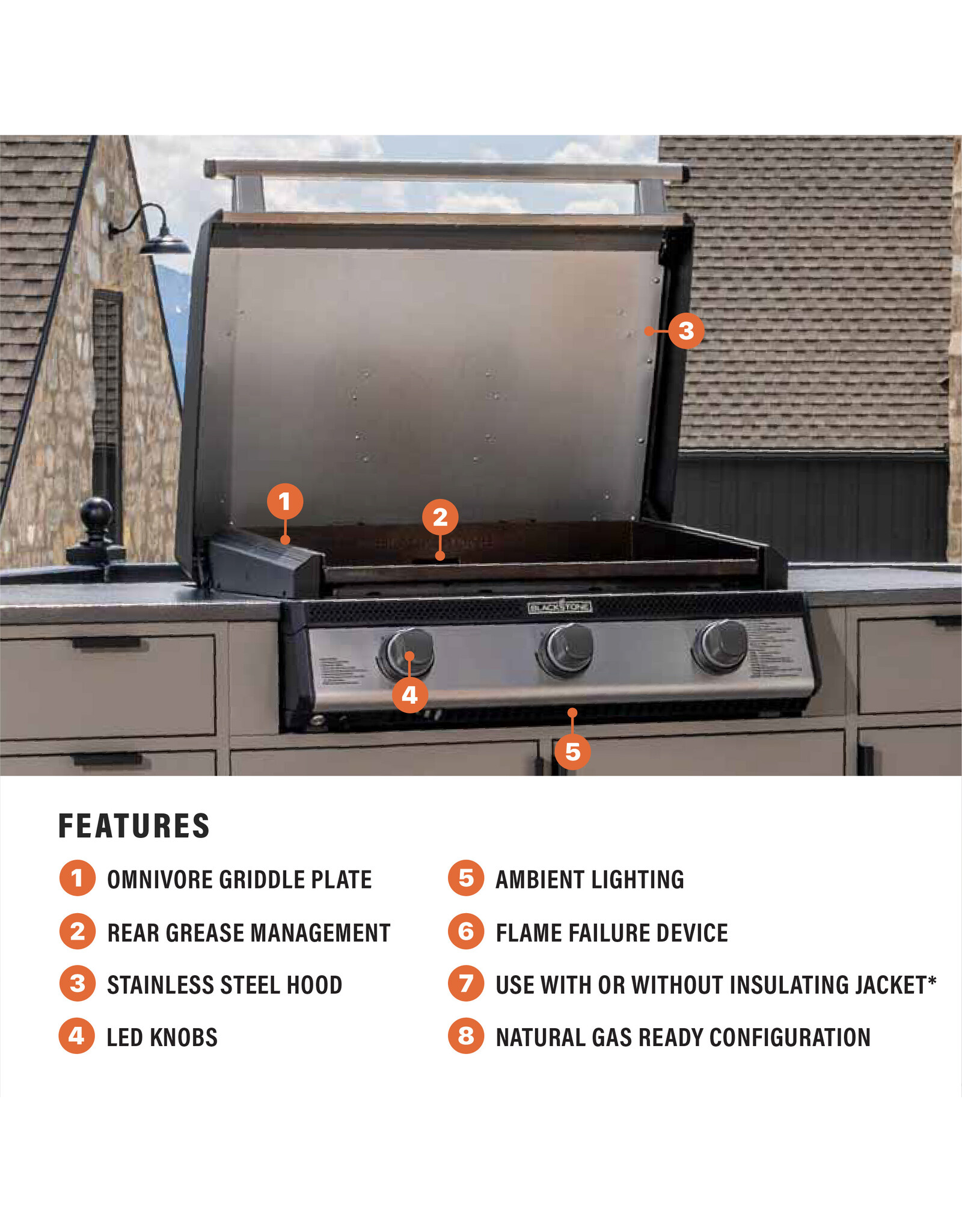 Blackstone Blackstone 28" Deep Griddle Stainless Steel w/Hood, NG Ready - 6301