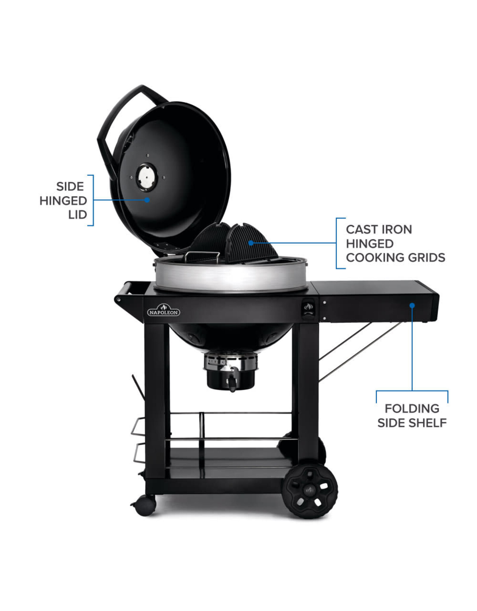 Napoleon Napoleon PRO22 Charcoal Kettle Grill, Black with Cart - PRO22K-CART-3