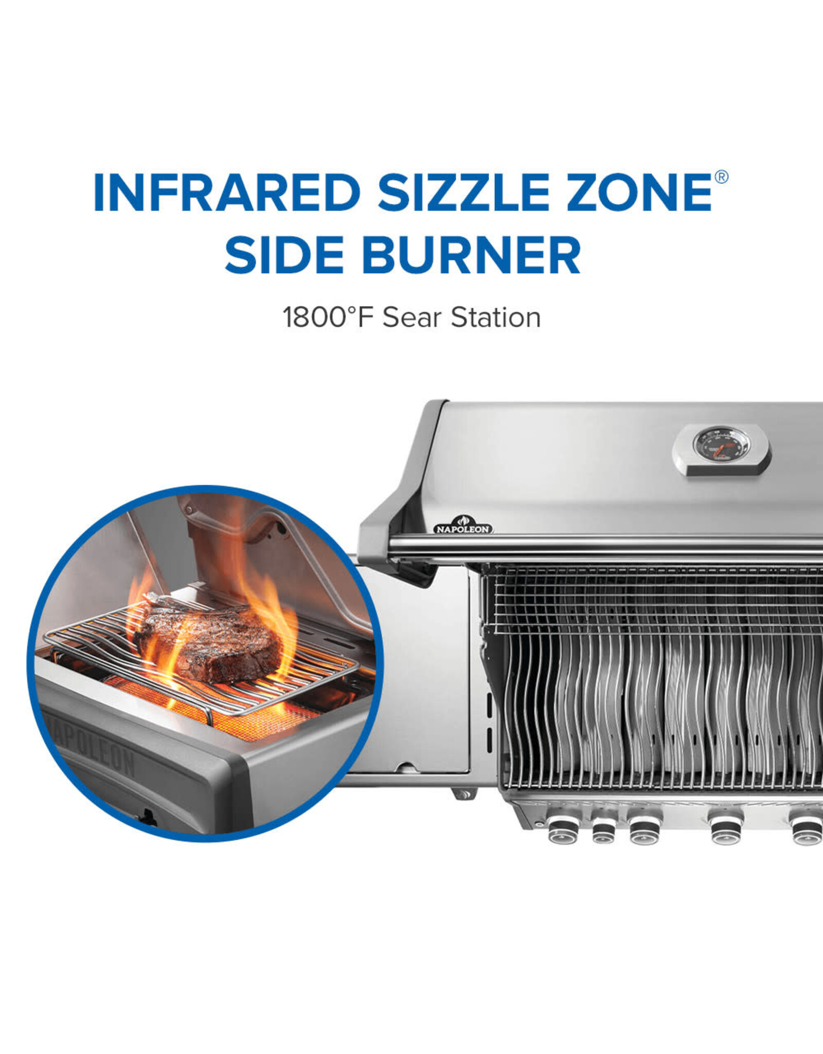 Napoleon Napoleon Rogue® PRO 625 Propane Gas Grill with Infrared Side Burner, Stainless Steel - RP625SIBPSS-2