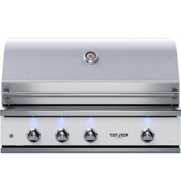 Delta Heat Delta Heat 38-Inch 3-Burner Built-In Natural Gas Grill w/ Rotisserie - White Control Panel - DHBQ38R-WN
