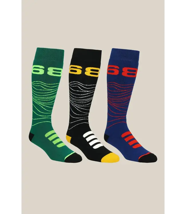 686 SKI SOCK 3 PACK 686 TOPO BOARD/SKI PERFORM
