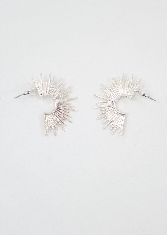 U.S. Jewelry House (New York Style) Sun Hoop Earrings Silver