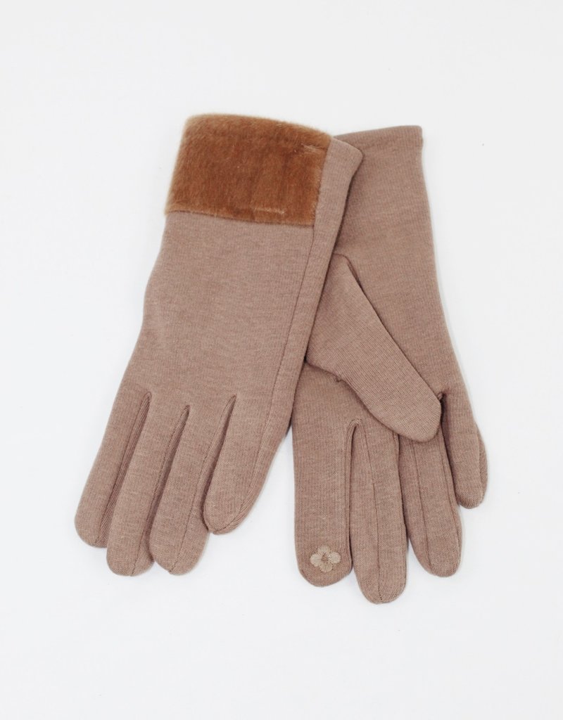 Look by M Faux Mink Fur Trimmed Gloves