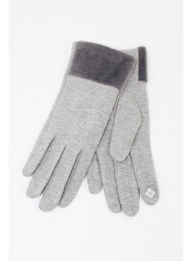 Faux Mink Fur Trimmed Gloves