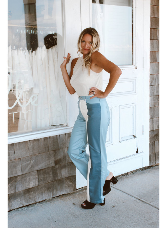 Pretty In Pleather Color Block Pant