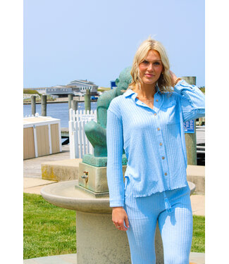 Ocean Drive French Rib Button Front Top