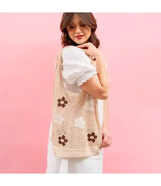 the darling effect Floral Crochet Slouchy Market Bag