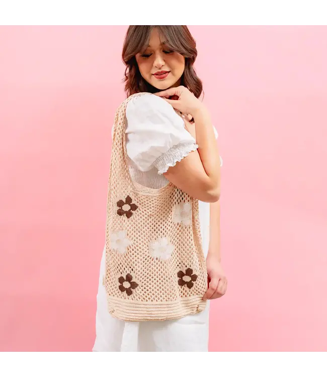 Floral Crochet Slouchy Market Bag