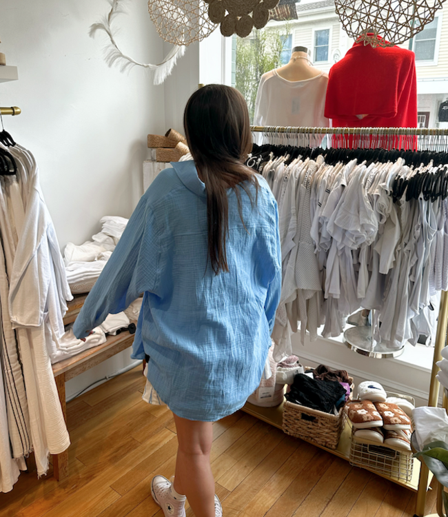 Cocoa Beach Gauze Button Down Top