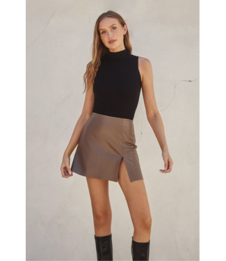 DRESS FORUM Maeve Faux Leather Mini Skirt