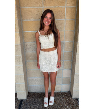 a.peach Rochelle Crochet Shell Mini Skirt
