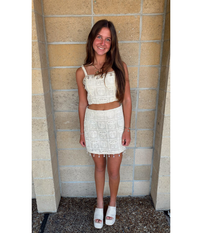 Rochelle Crochet Shell Mini Skirt