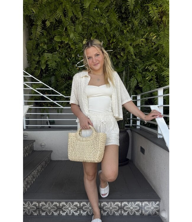 Madrid Knit Eyelet Button Up