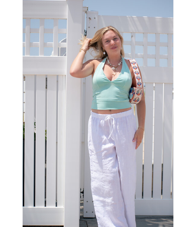 Felicita Drawstring Wide Leg Linen Pant