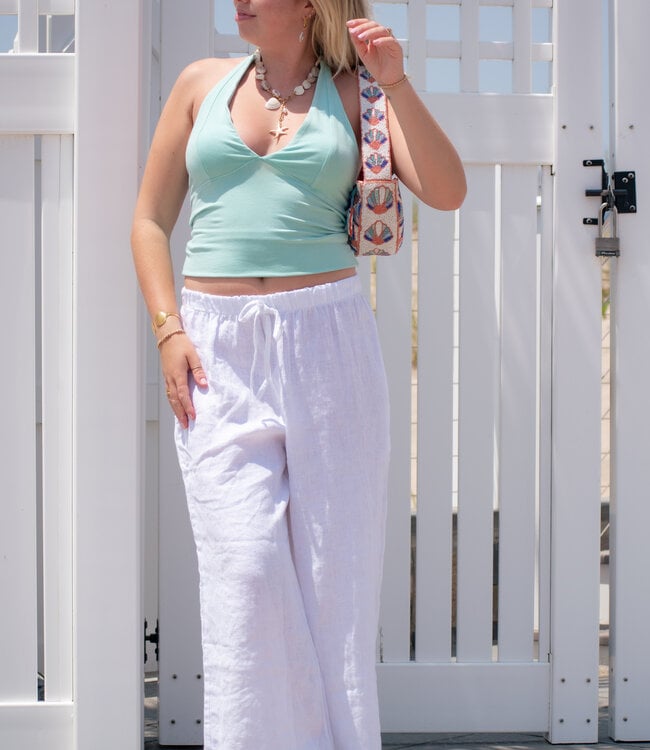Felicita Drawstring Wide Leg Linen Pant