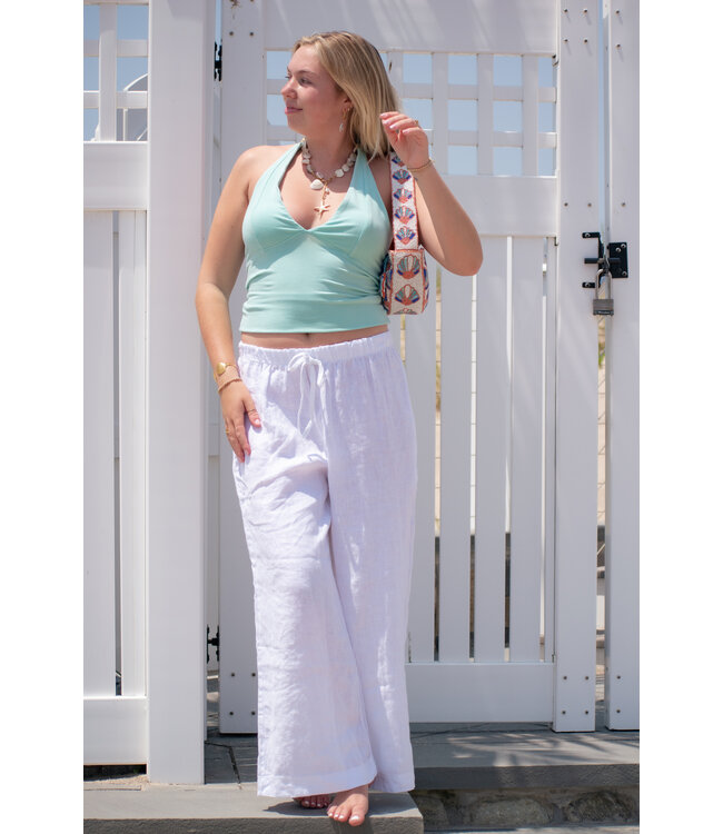 Felicita Drawstring Wide Leg Linen Pant